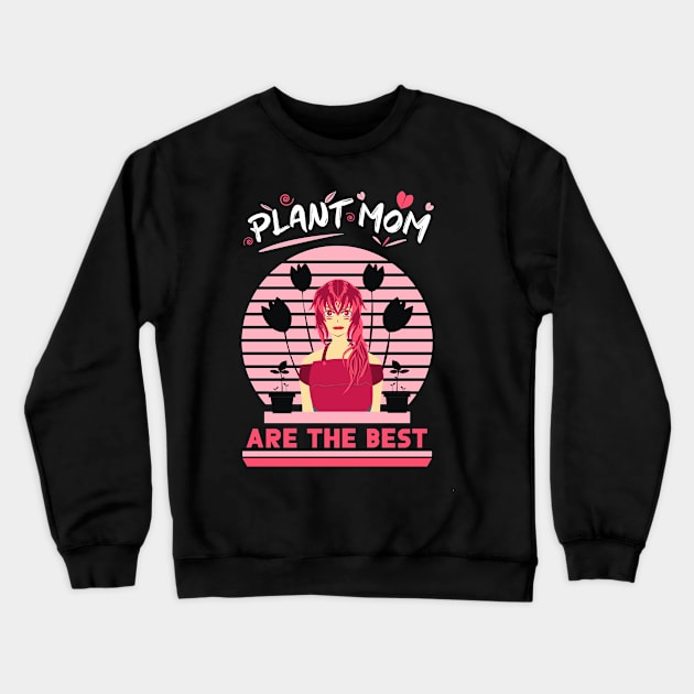 Plant mom planting love in the garden anime pink Crewneck Sweatshirt by HCreatives